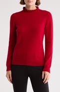 Sofia Cashmere Ruffle Mock Neck Cashmere Sweater