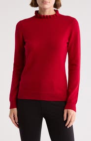 Sofia Cashmere Ruffle Mock Neck Cashmere Sweater