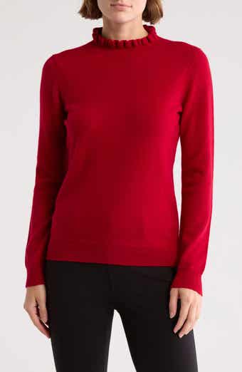 Sofia Cashmere Ruffle Mock Neck Cashmere Sweater