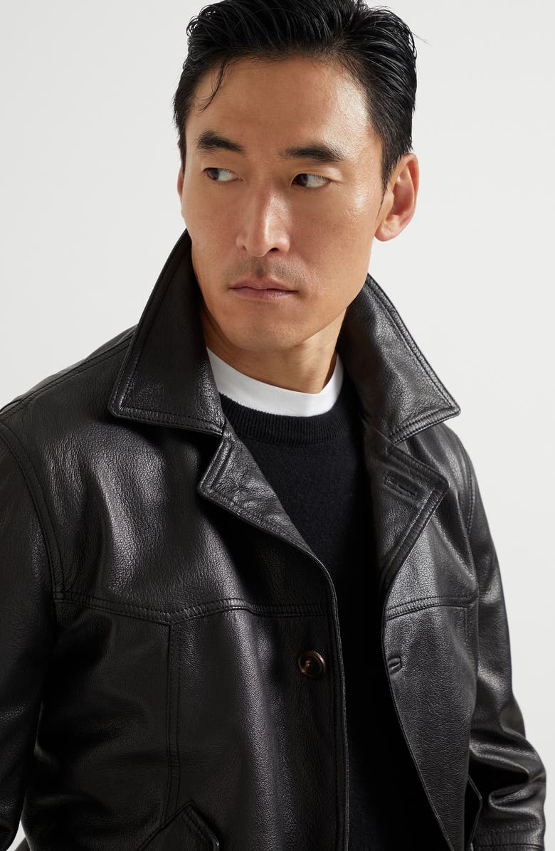 Brunello Cucinelli Grained leather jacket, Alternate, color,