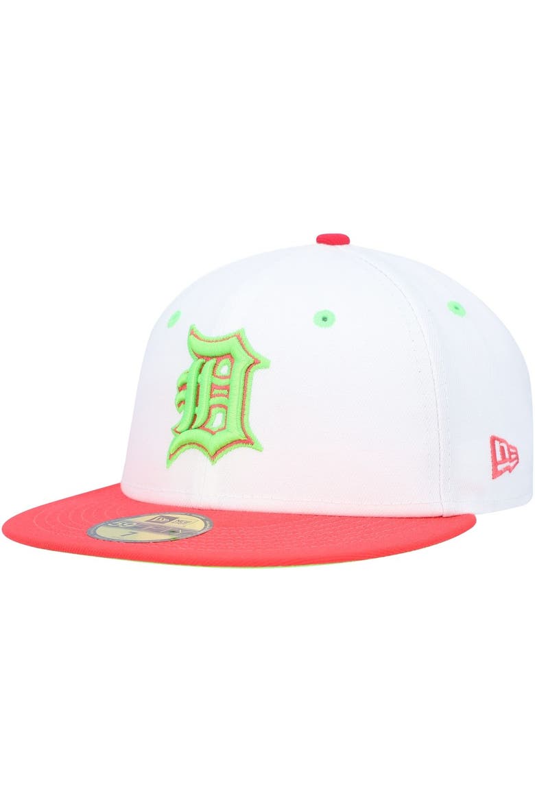 Men's New Era White/Coral Detroit Tigers  1968 World Series Strawberry Lolli 59FIFTY Fitted Hat, Alternate, color, White