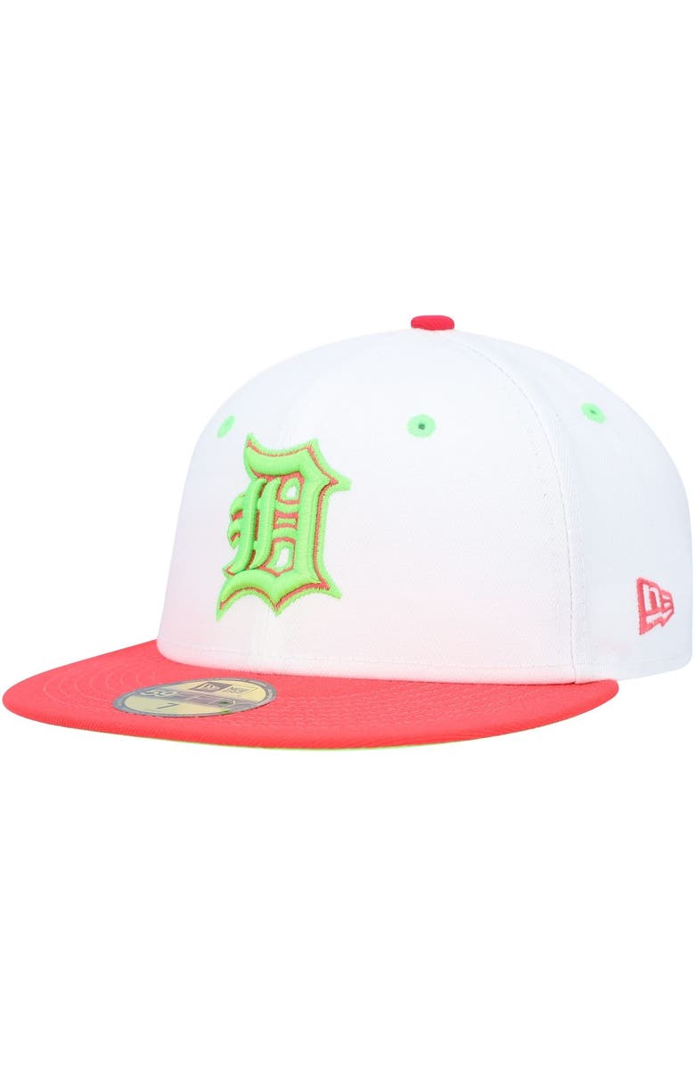 New Era Men's New Era White/Coral Detroit Tigers 1968 World Series Strawberry Lolli 59FIFTY Fitted Hat, Alternate, color, White