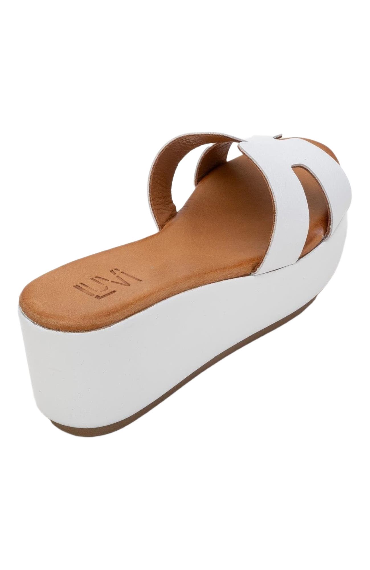 Forever 
Always Shoes Lia Leather Platform Sandal, Alternate, color, White Leather