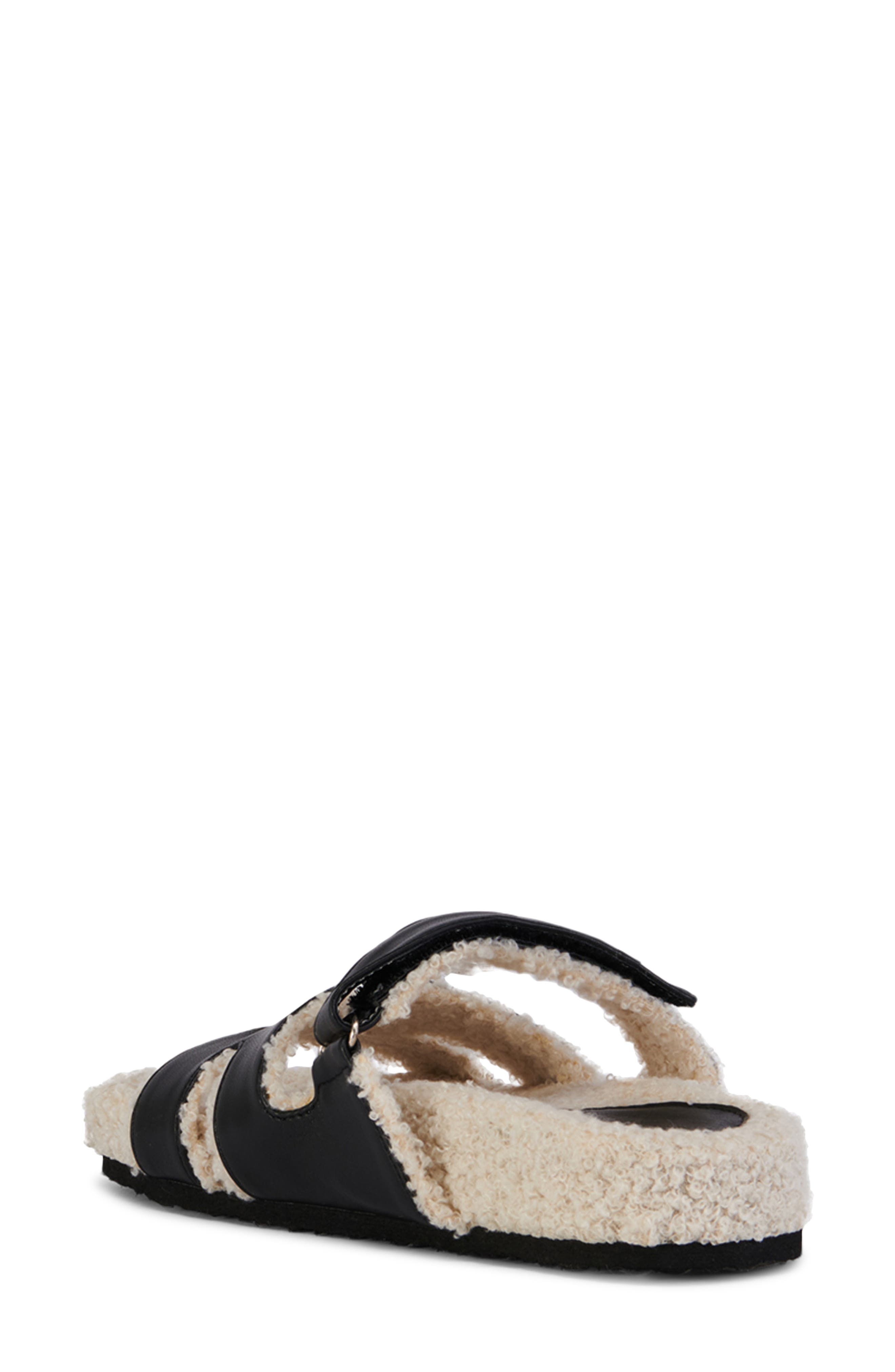 AZALEA WANG Dovey Faux Shearling Slide Sandal, Alternate, color, Black
