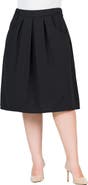 24seven Comfort Apparel Elastic Waist Pleated Knee Length Pocket Skirt