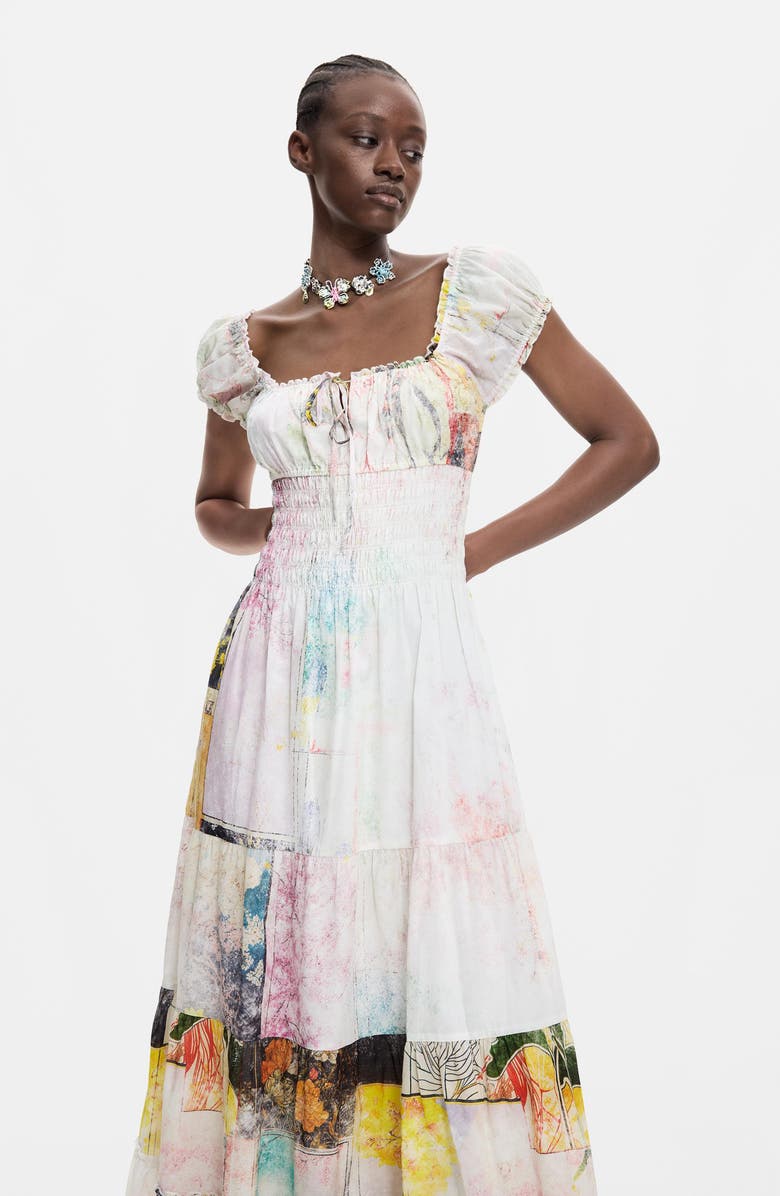 Desigual Tiered Cotton Dress, Alternate, color, 