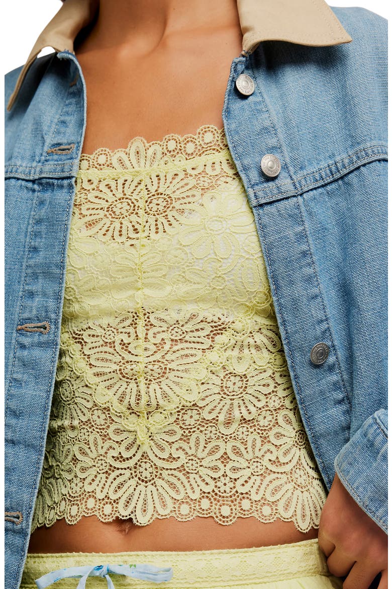 Love and Lace Semi Sheer Crop Camisole, Alternate, color, LEMON WATER