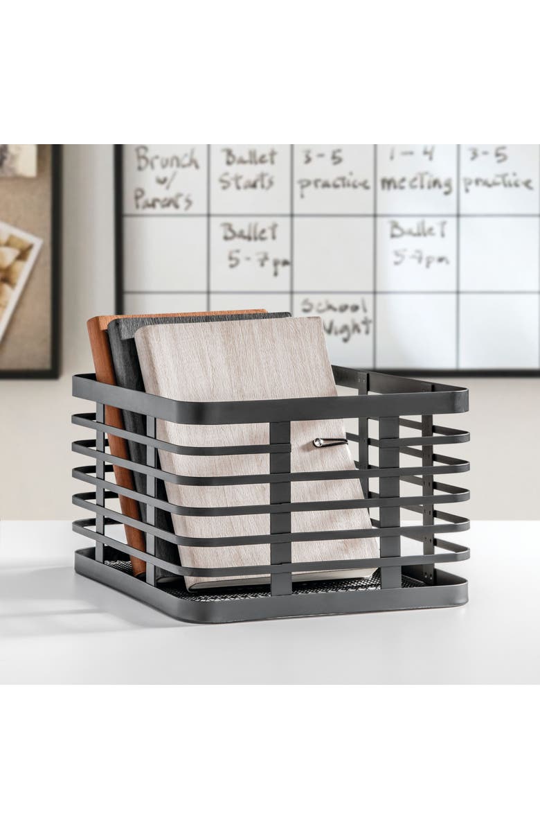 mDesign Metal Pantry Basket with Handles - Set of 4 - Matte Black, Alternate, color, Matte Black