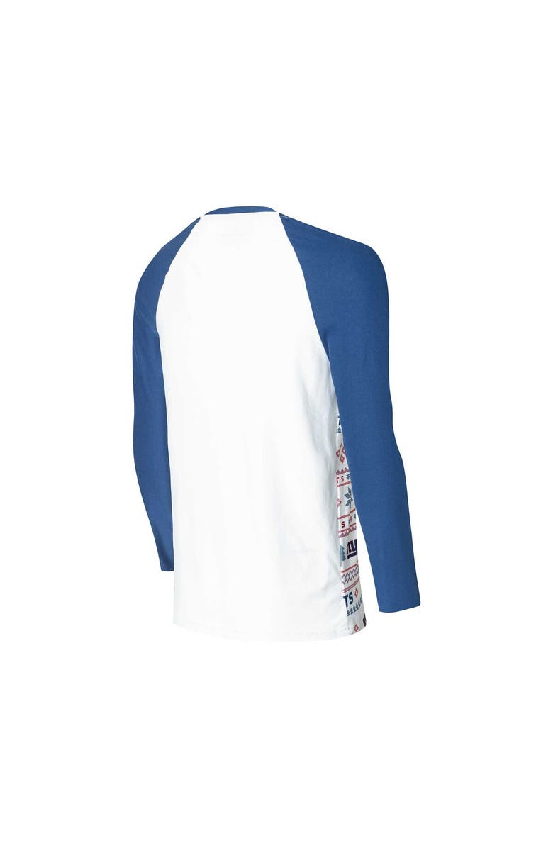 CONCEPTS SPORT Men's Concepts Sport White/Royal New York Giants Tinsel Raglan Long Sleeve T-Shirt & Pants Sleep Set, Alternate, color, White