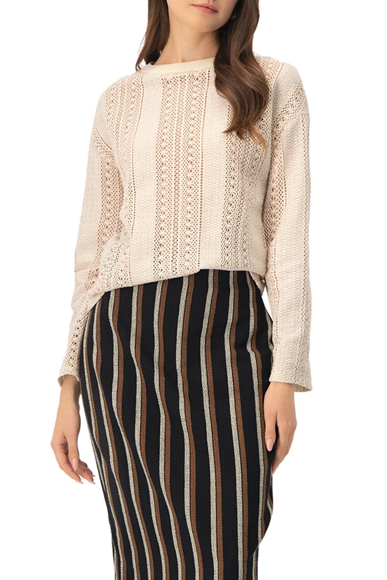 Straight Jacquard Blouse, Main, color, Natural