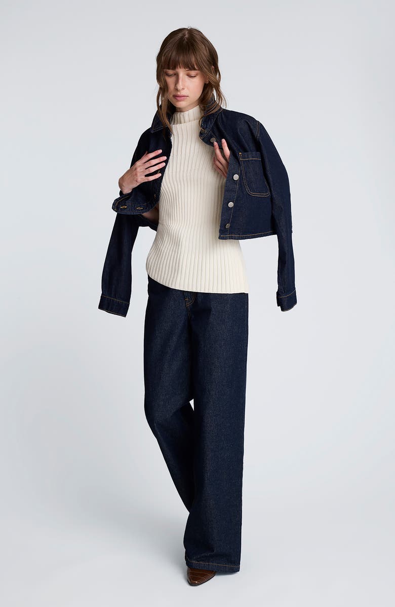 Kenneth Cole Crop Stretch Denim Shacket, Alternate, color,