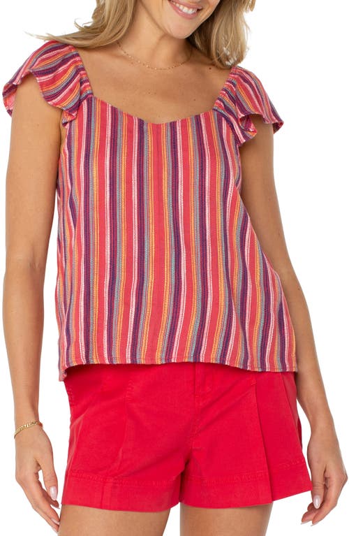 Liverpool Los Angeles Flutter Sleeve Top In Red/blue Multi Star