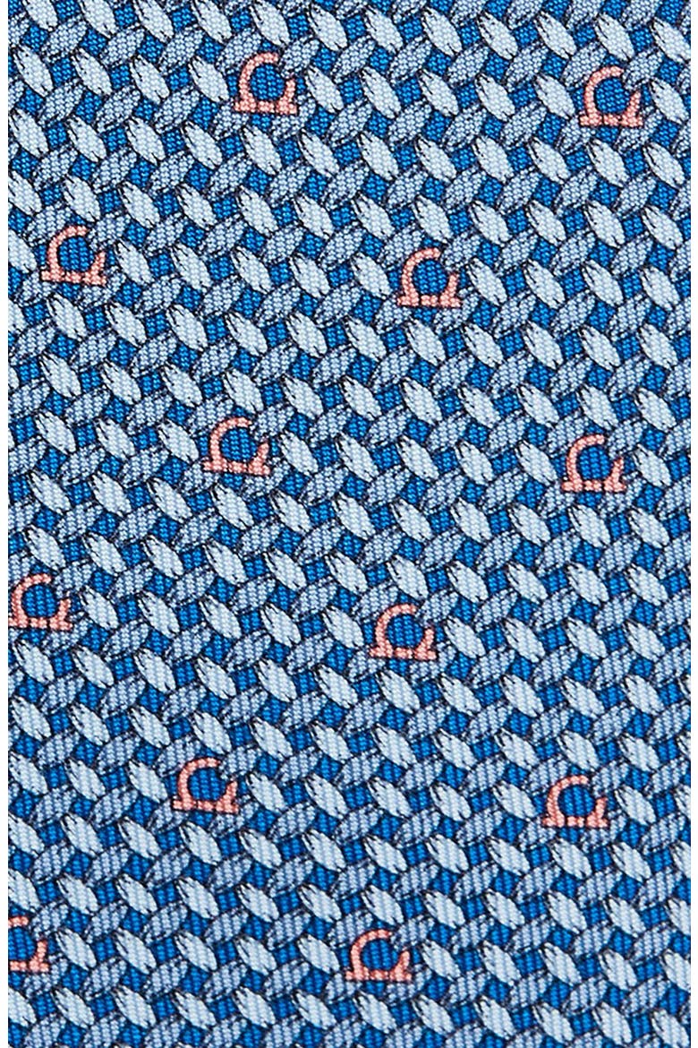 Maglia Gancini Print Silk Tie, Alternate, color, BLUETTE/ AZZURRO