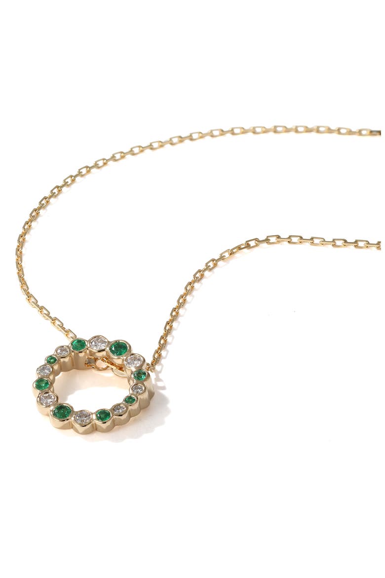 Bubbly Diamond & Emerald Pendant Necklace, Main, color, EMERALD