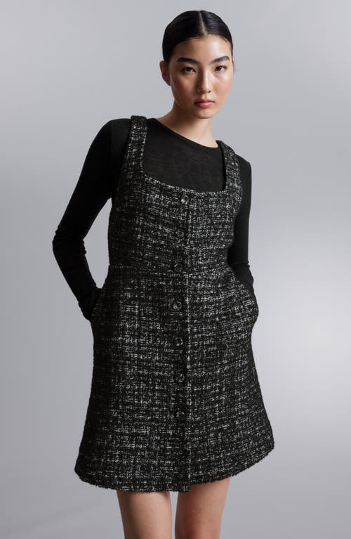 & Other Stories Sleeveless Tweed Dress In Black Dark