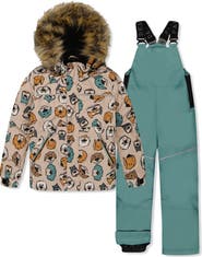 Deux par Deux Discover Dog Fleece Jacket Snow Pants Two Piece Snowsuit