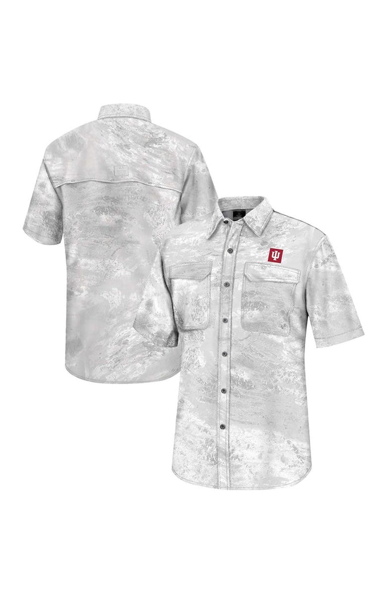 COLOSSEUM Men's Colosseum White Indiana Hoosiers Realtree Aspect Charter Full-Button Fishing Shirt, Main, color, White