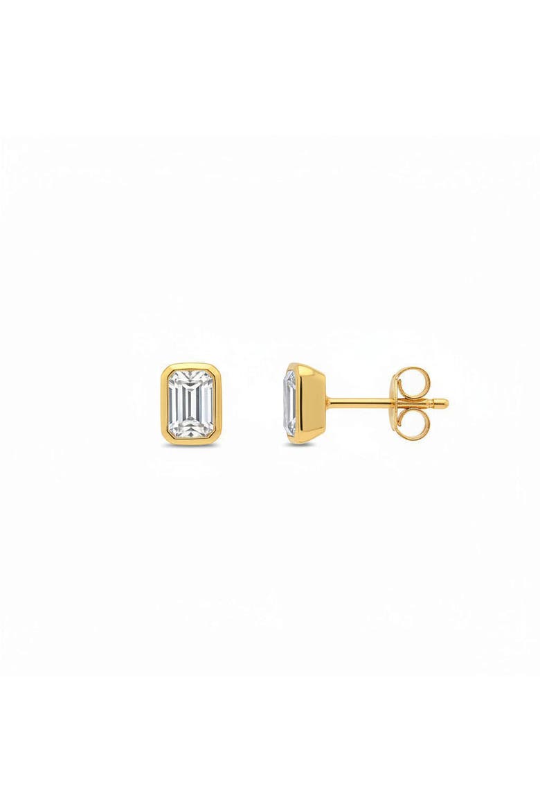 Lab Grown Diamond Emerald Bezel Mini Stud Earring 14K, Main, color, 14K Gold - 1 Carat
