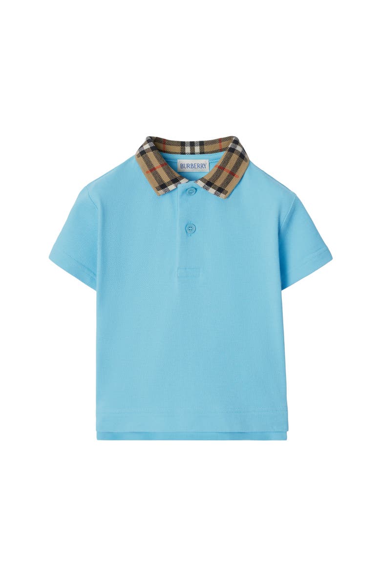 Burberry Check Collar Cotton Polo Shirt, Main, color,