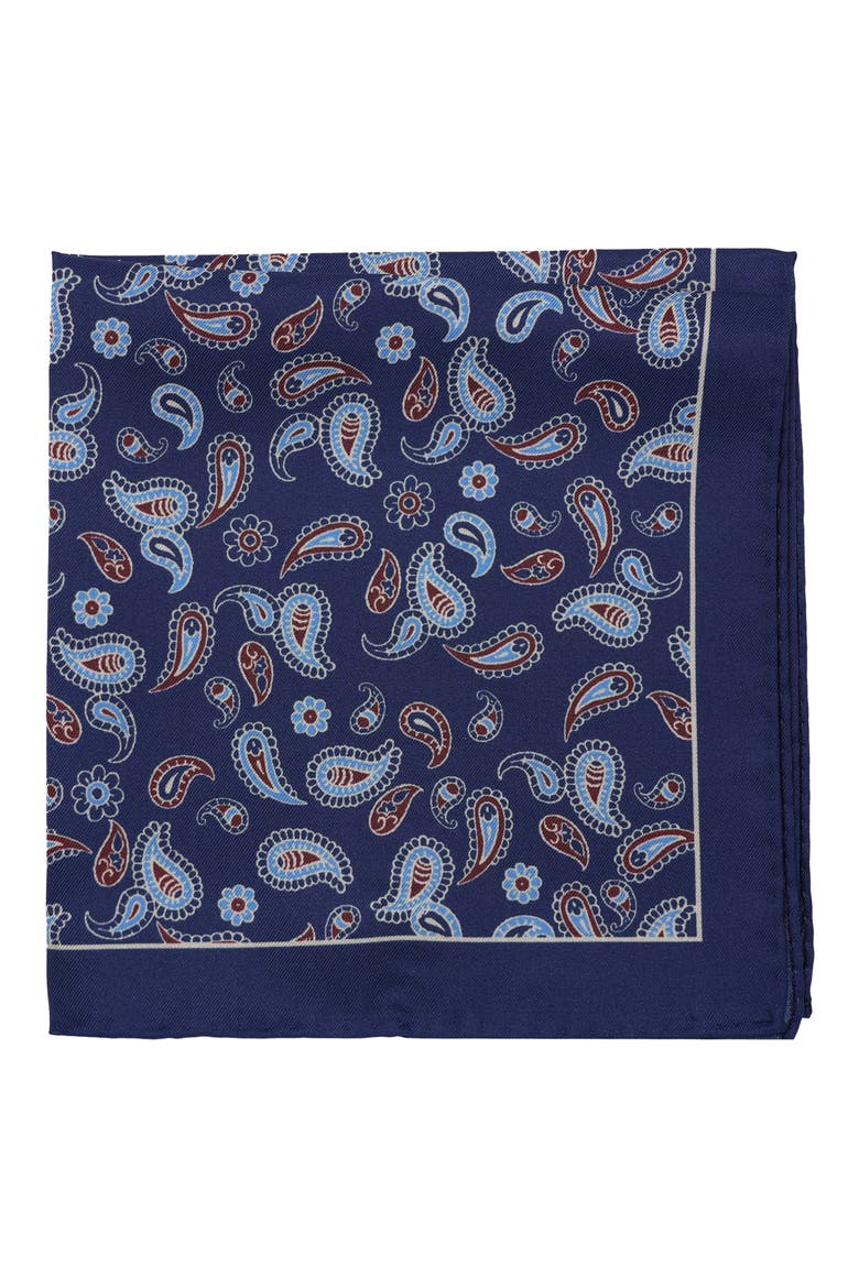 Paisley Pocket Square, Main, color, NAVY