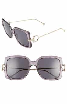 FERRAGAMO Salvatore Ferragamo Gancio 55mm Square Sunglasses