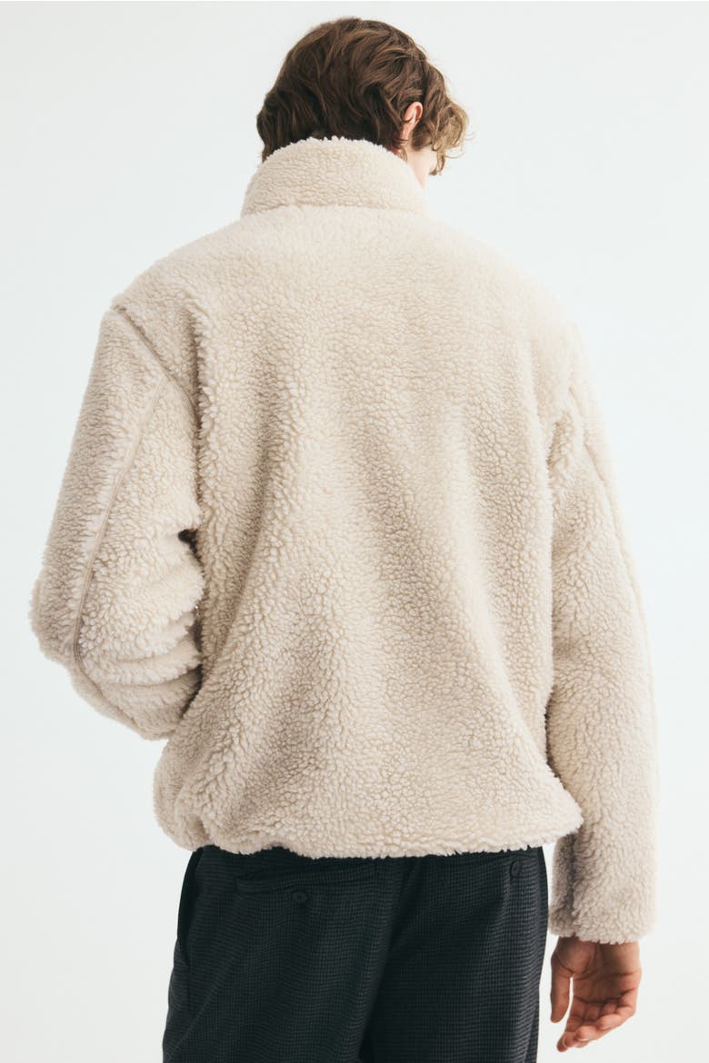 Teddy Fleece Jacket With Zipper, Alternate, color, Light beige
