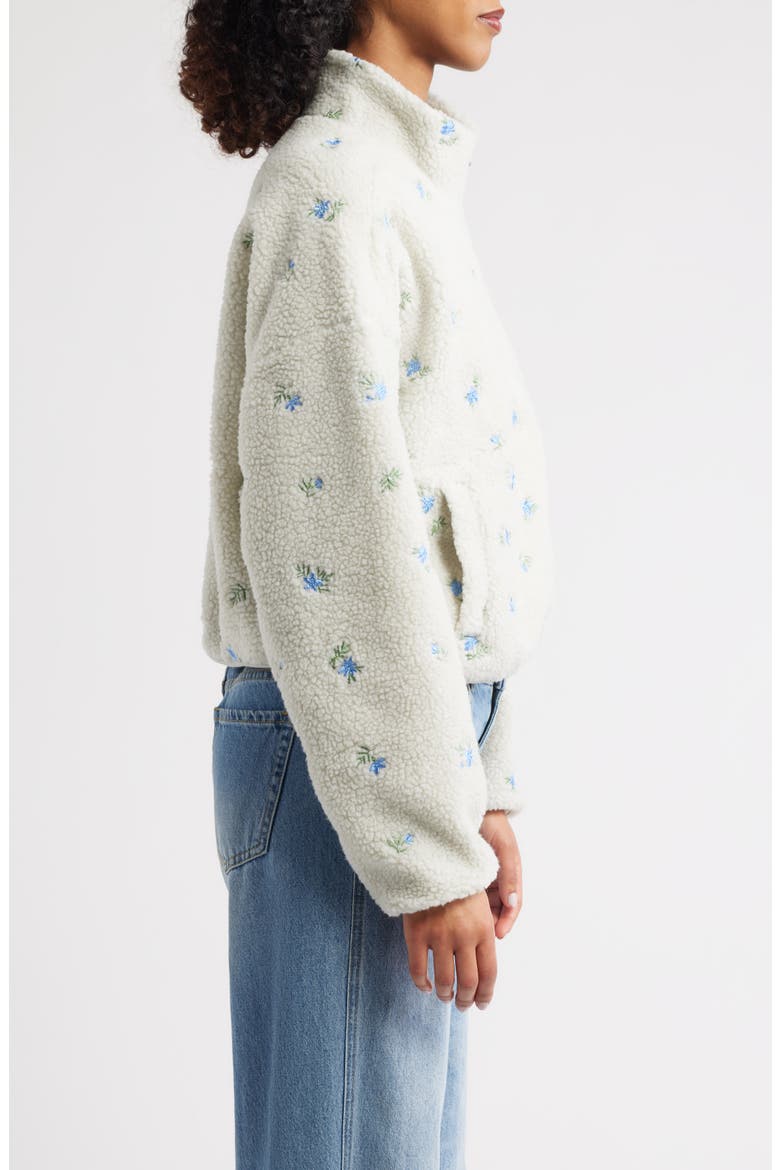 Periwinkle Petals Fleece Half Zip Pullover, Alternate, color, SOFT GRAY