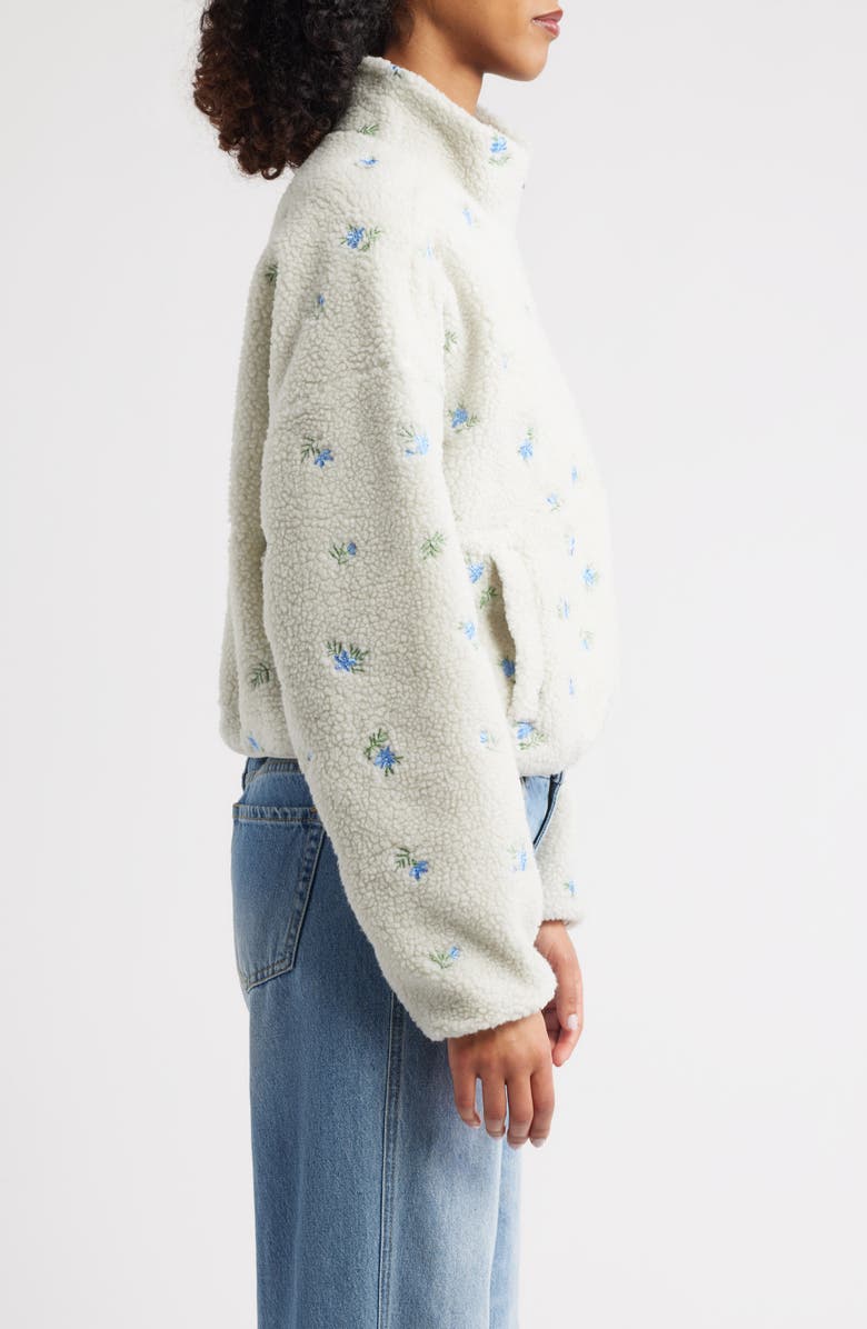 HAPPY CAMP3R Periwinkle Petals Fleece Half Zip Pullover, Alternate, color, Soft Gray