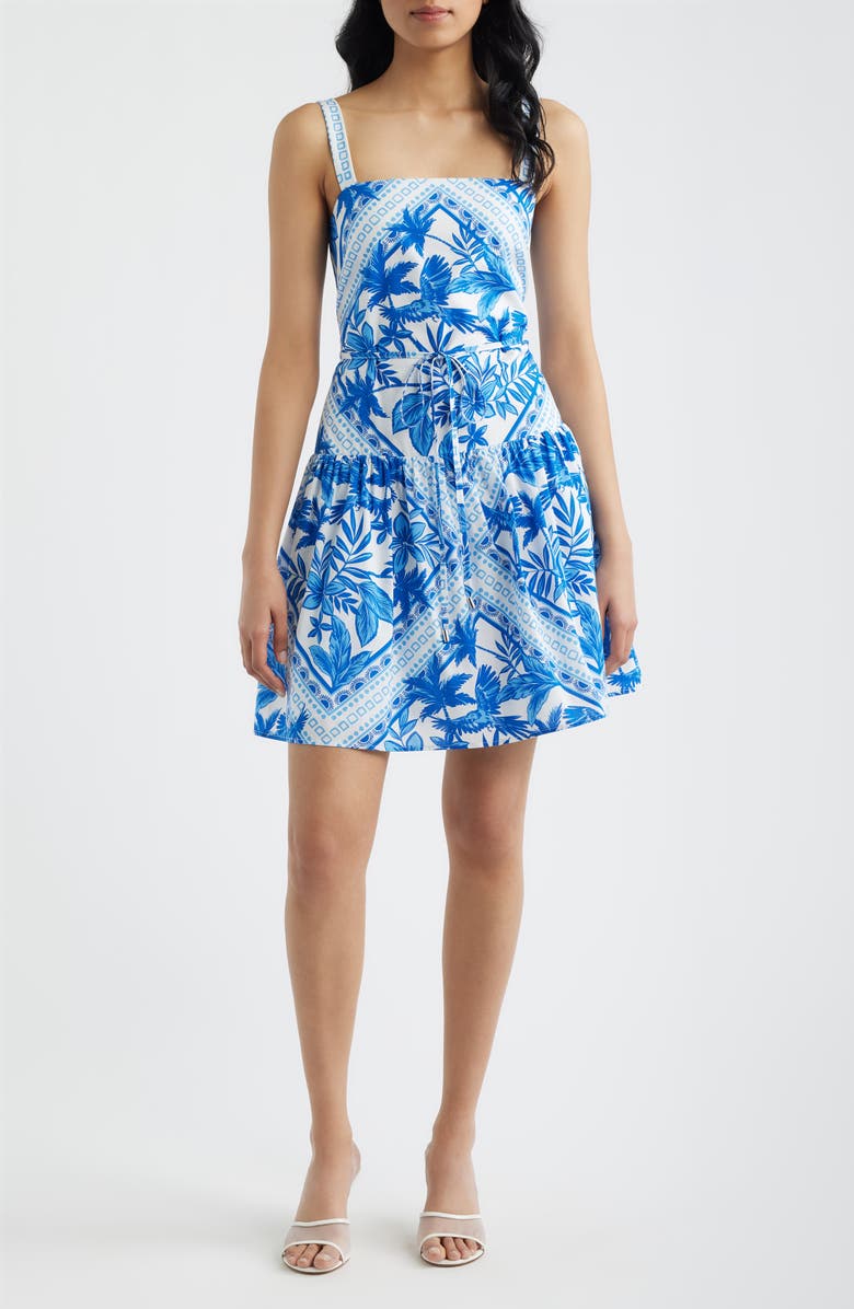 Julia Jordan Mixed Print Cotton Minidress, Main, color, Blue Multi