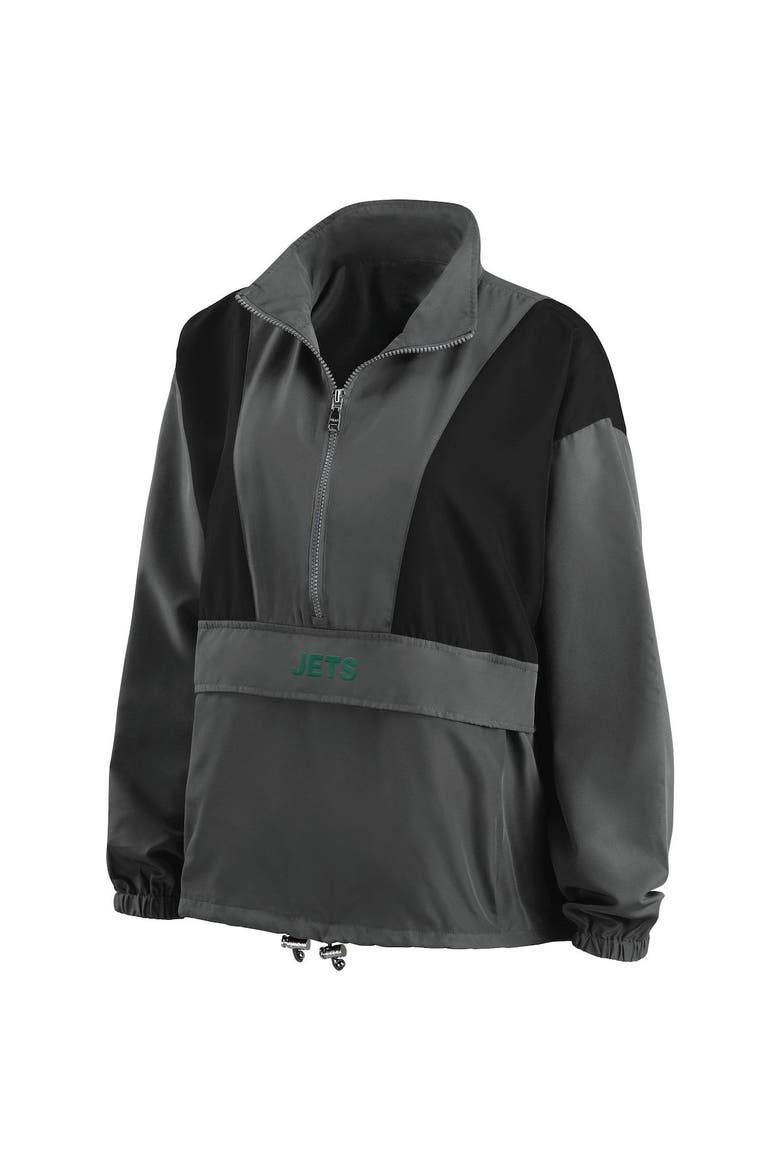 Women's WEAR by Erin Andrews Charcoal New York Jets Popover Packable Half-Zip Jacket, Alternate, color, Charcoal