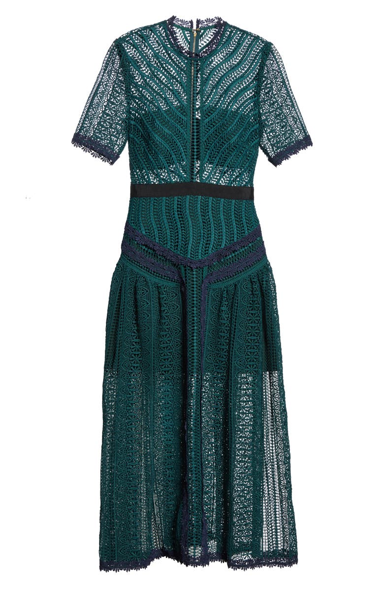 Self-Portrait Wave Lace Midi Dress, Alternate, color, 