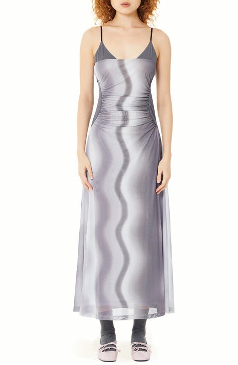 Neopolitan Abstract Print Mesh Dress