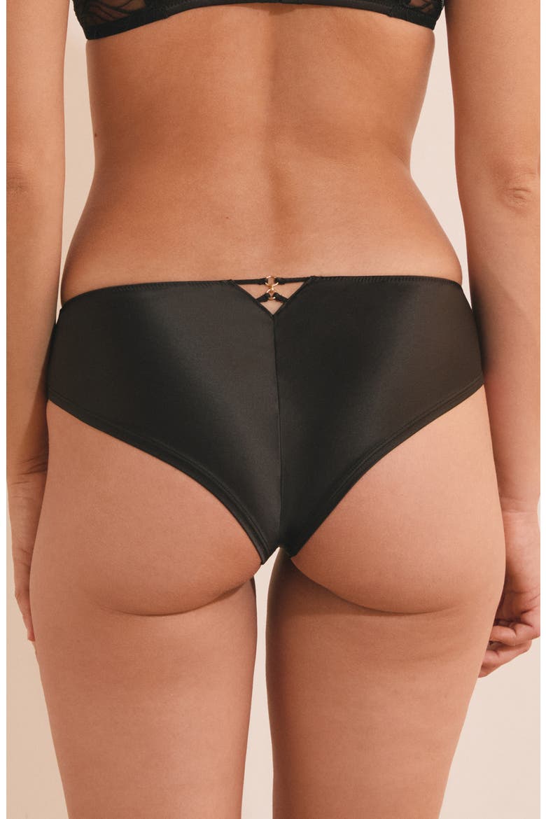 Envolee Lace & Satin Hipster Panties, Alternate, color, ANTHRACITE