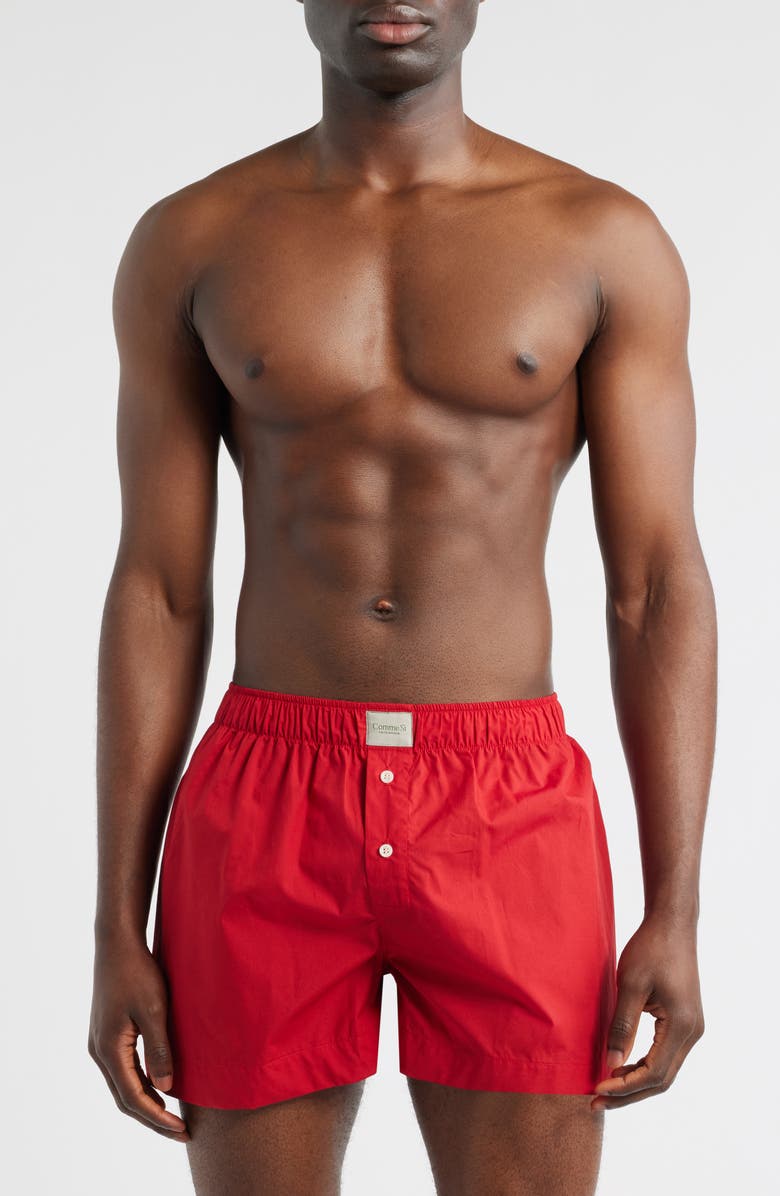 Comme Si Gender Inclusive La Boxer Classica Cotton Poplin Boxers, Main, color, Red