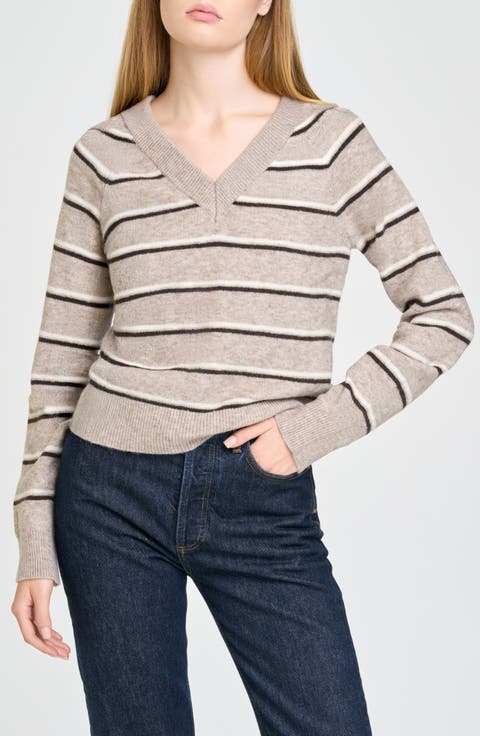 Quincy Striped V-Neck Sweater