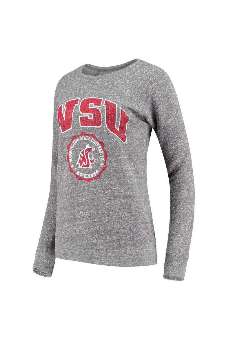 Women's Pressbox Heathered Gray Washington State Cougars Edith Vintage Knobi Pullover Sweatshirt, Alternate, color, Heather Gray