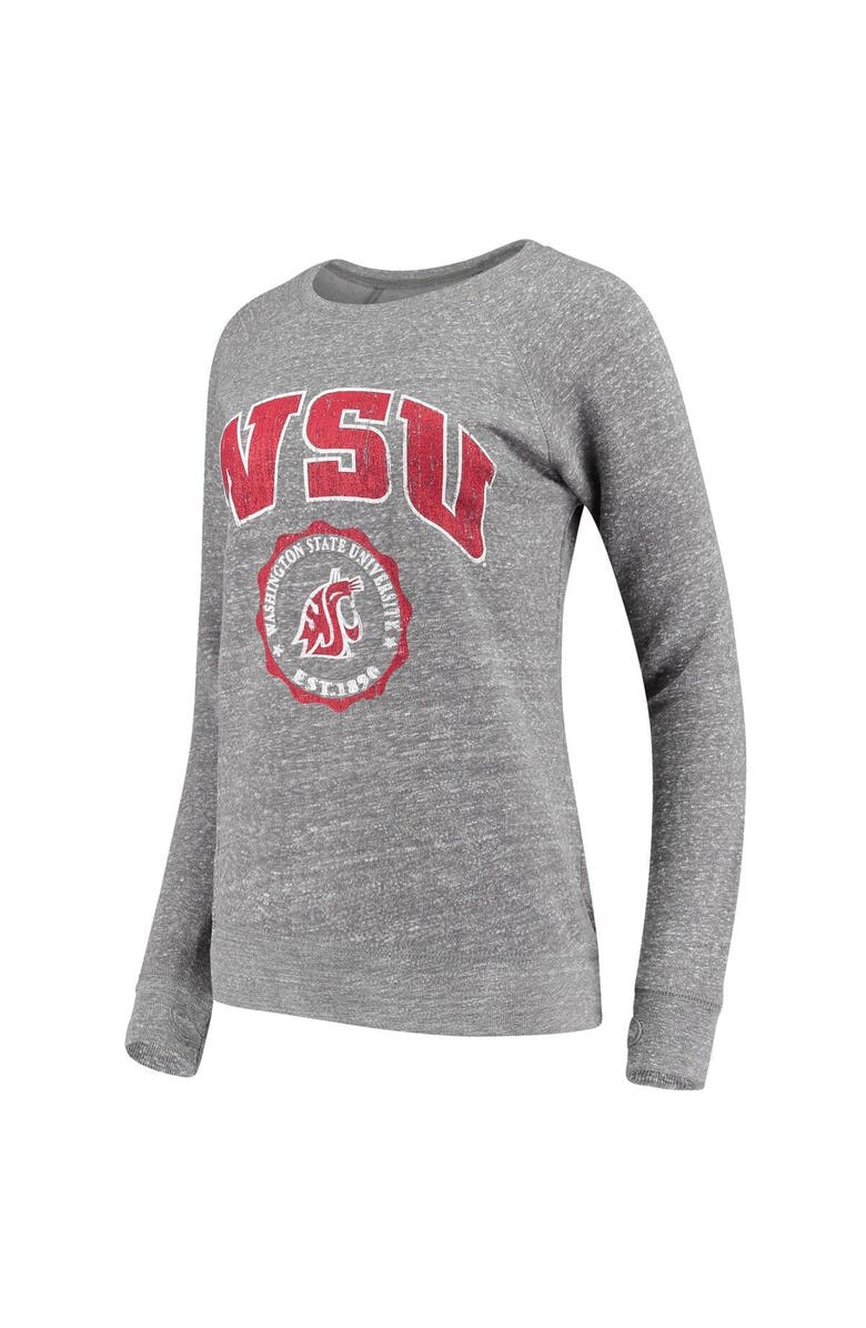 PRESSBOX Women's Pressbox Heathered Gray Washington State Cougars Edith Vintage Knobi Pullover Sweatshirt, Alternate, color,