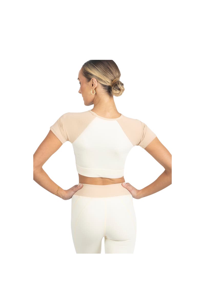 AKALIA Alisha Color Block Activewear Long Sleeve Top, Alternate, color, Beige