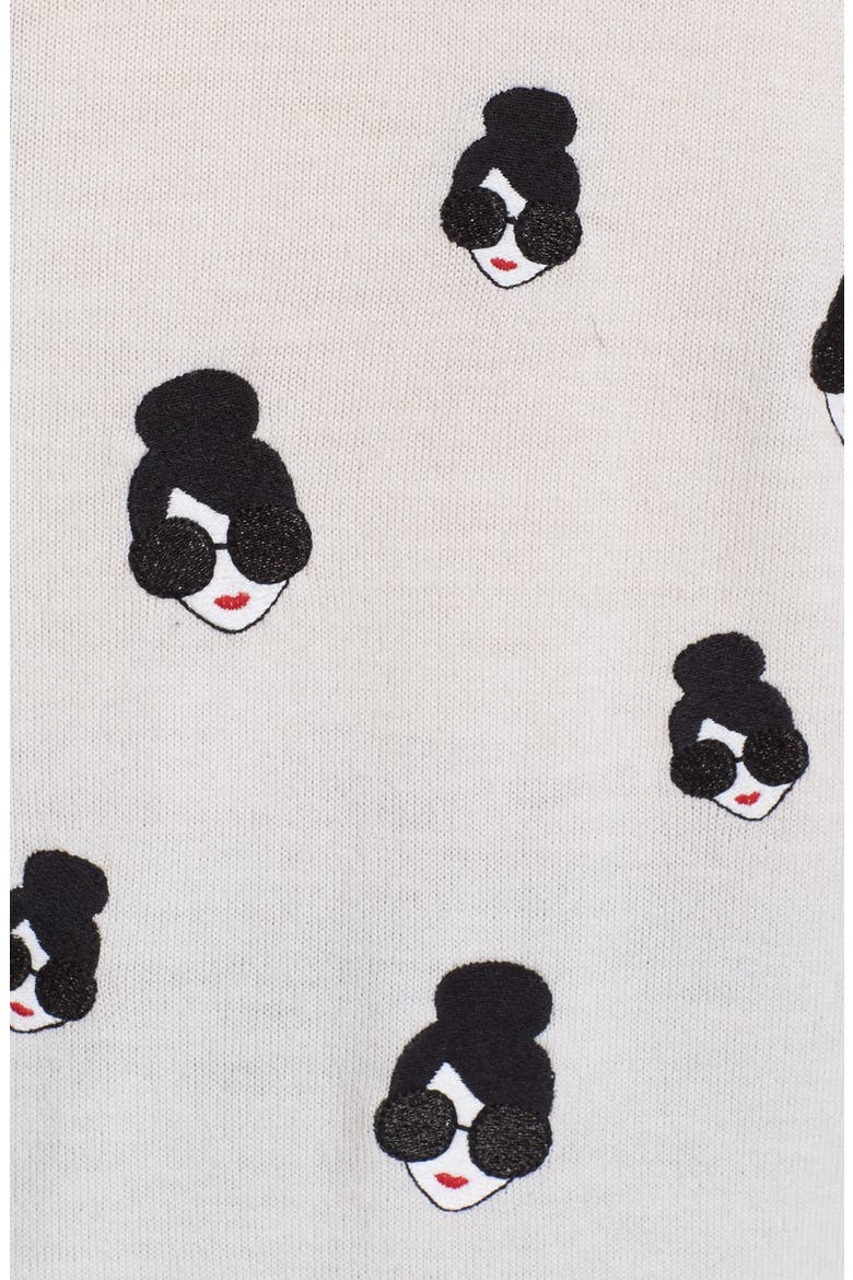 'Stacey Emoji' Embroidered Wool Cardigan, Alternate, color, OFF WHITE/ MULTI