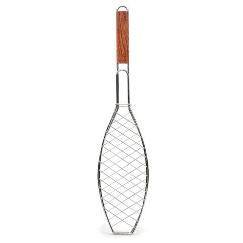 Bbq Fish Basket Rosewood Handle