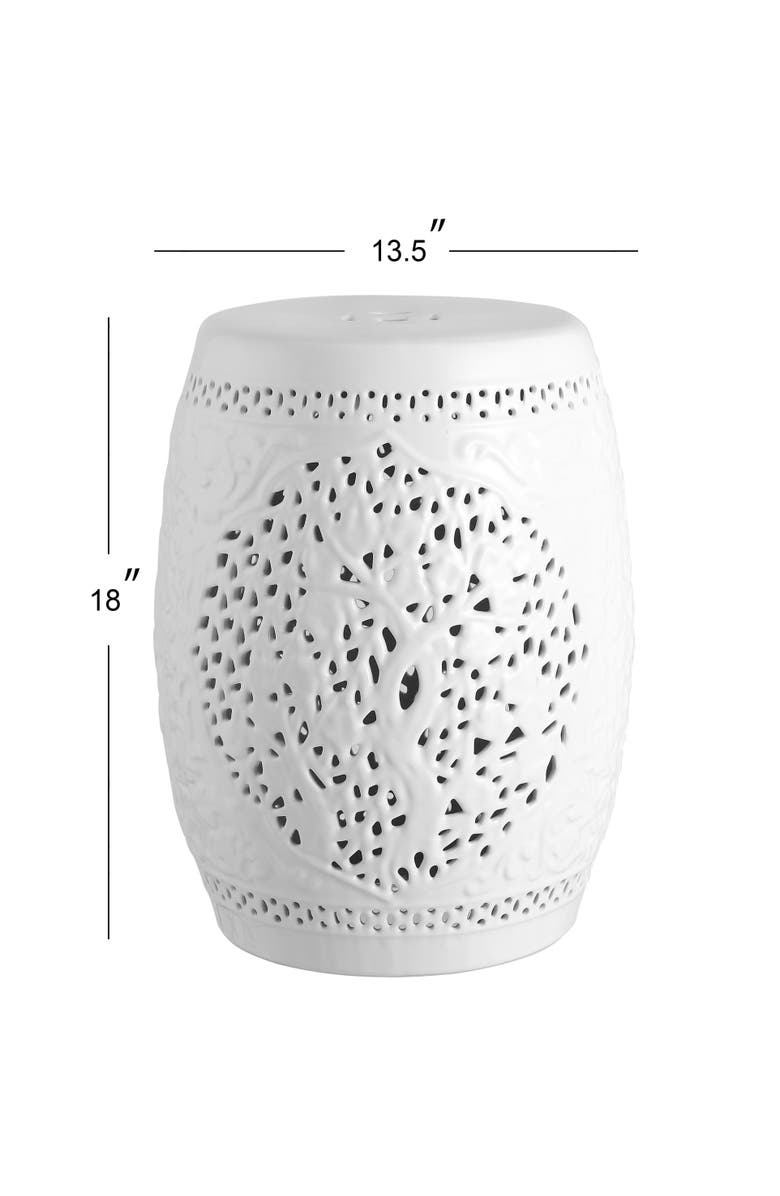JONATHAN Y Tree of Life 18" Ceramic Garden Stool, Alternate, color, White