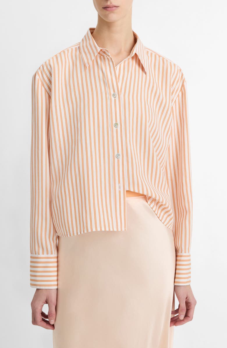 Vince Till Stripe Crop Shirt, Main, color, 807Mow-Marigold/ Off White