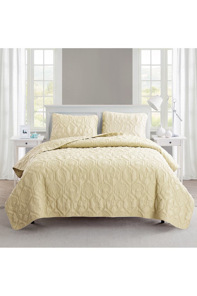 Shore Embossed Quilt Set - King, Main, color, TAN