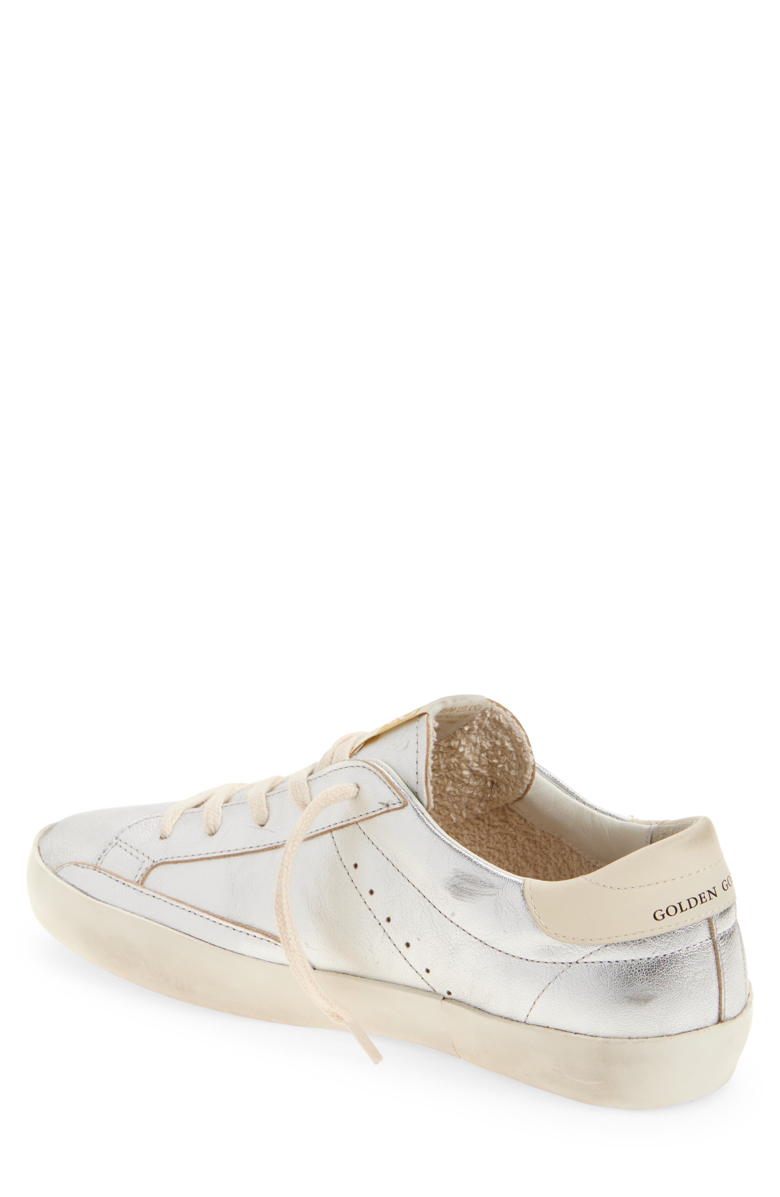 Golden Goose Kids' Super-Star Laminated Low Top Sneaker, Alternate, color, Silver/ Cream