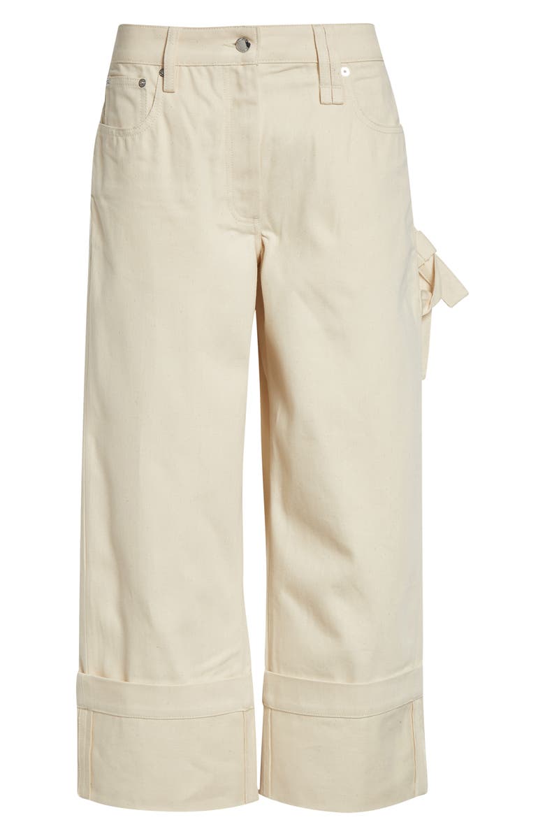 Simone Rocha Straight Leg Bow Loop Jeans, Main, color, Ecru