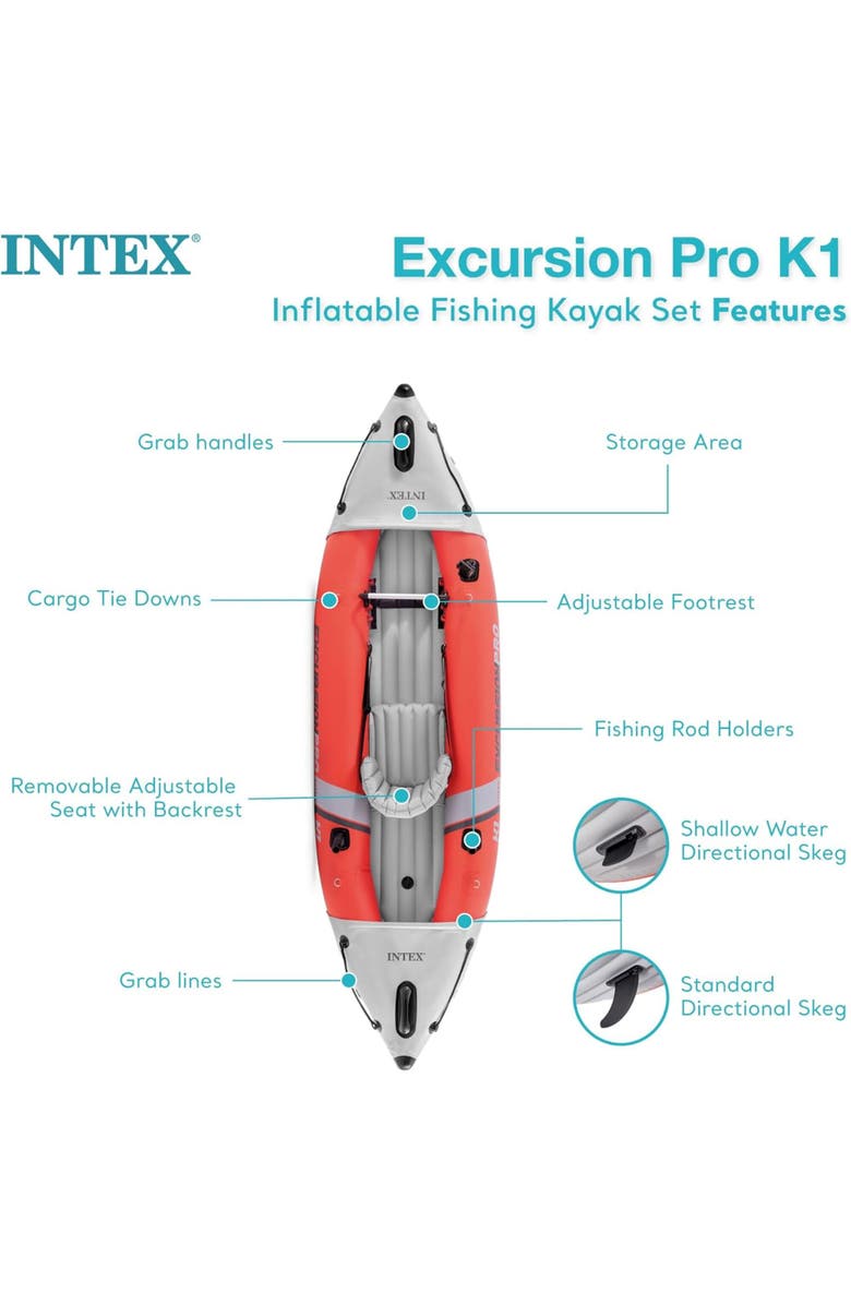 Intex 10 Foot Inflatable Kayak Set, Alternate, color, Multicolored