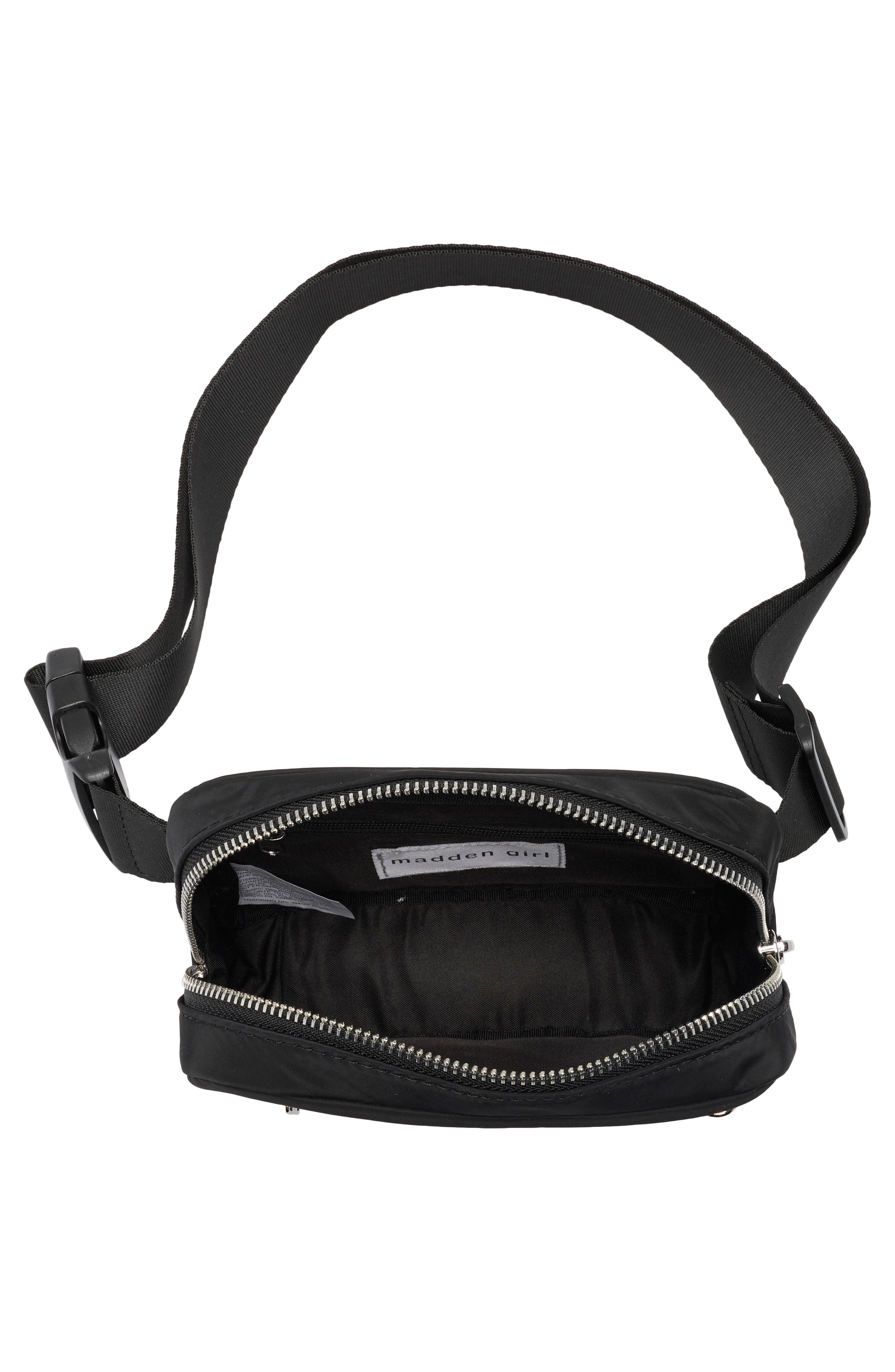 Madden Girl Polyester Belt Bag, Alternate, color, Black