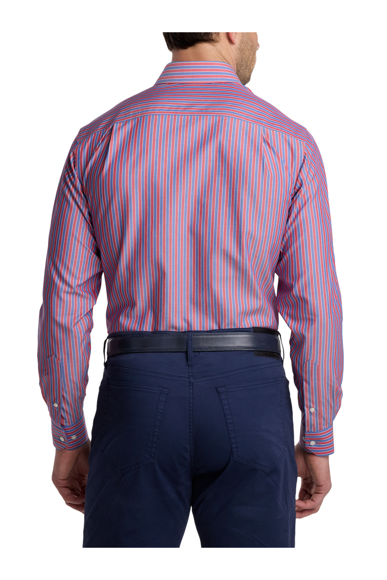 Cotton Buttondown Collar Broadcloth Classic Contrast Trim Button Cuff Long Sleeve Shirt, Alternate, color, Blue/Red