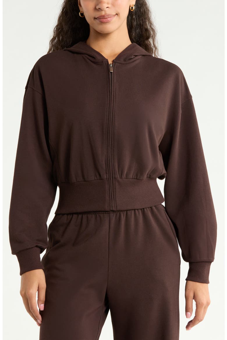 Weekend Stretch Cotton Blend French Terry Hoodie, Alternate, color, BROWN MOLE'