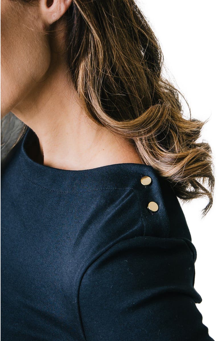 Hope & Henry Women's French Skater Dress, Alternate, color, Black With Classic Tan Plaid